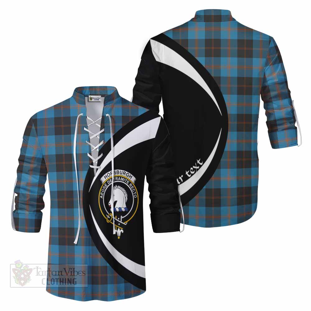 Horsburgh Tartan Ghillie Kilt Shirt with Family Crest Circle Style Men - Tartan Vibes Clothing