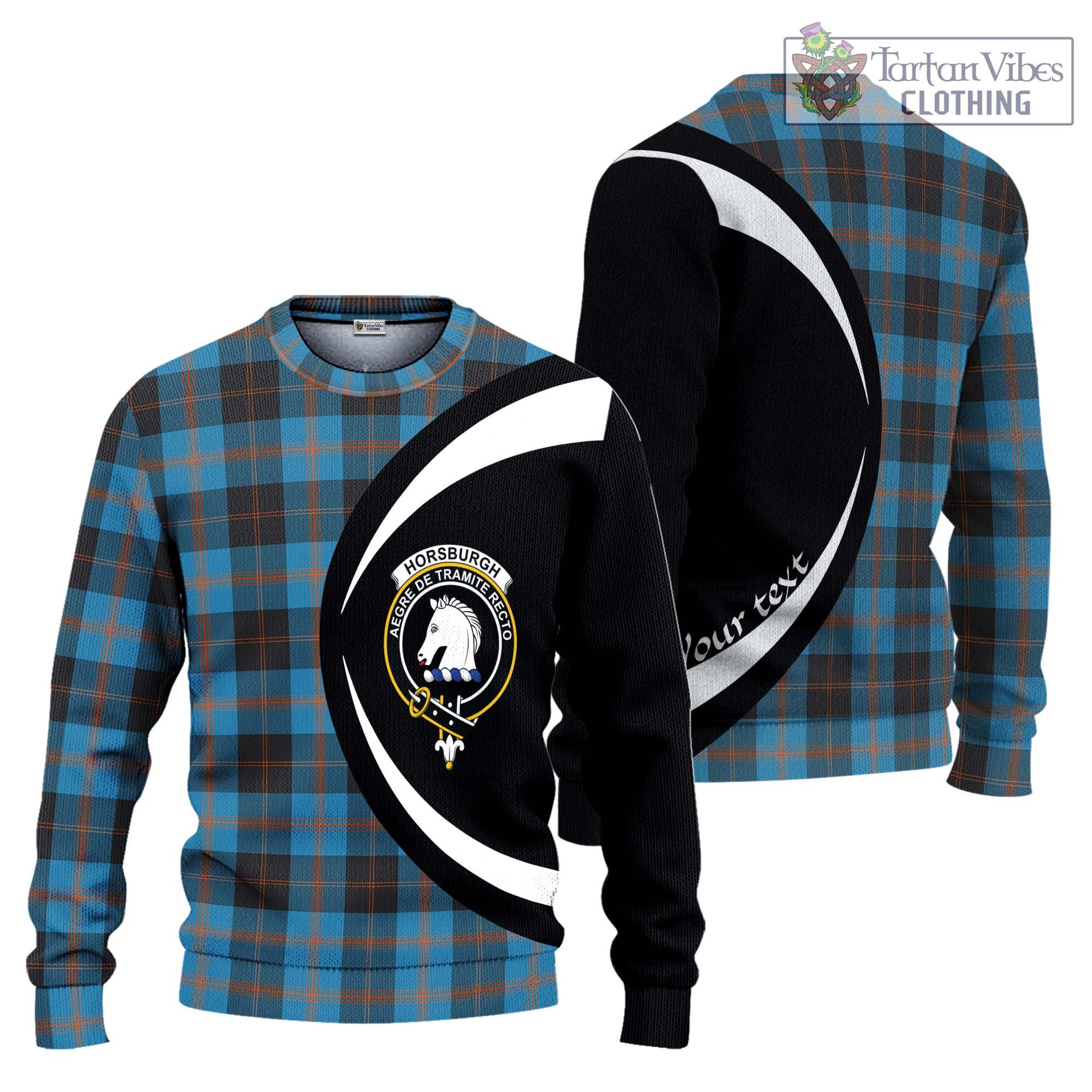 Horsburgh Tartan Ugly Sweater with Family Crest Circle Style Unisex - Tartan Vibes Clothing