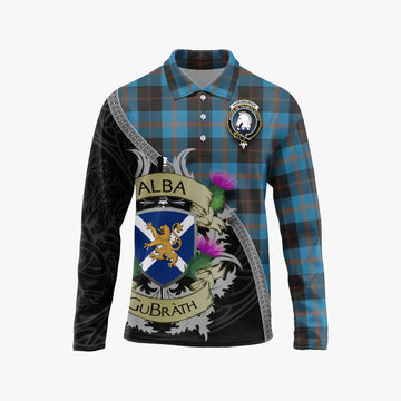 Horsburgh Tartan Family Crest Long Sleeve Polo Shirt Lion Rampant Royal Thistle Shield Celtic Inspired Unisex - Tartan Vibes Clothing