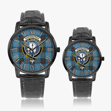 Horsburgh Tartan Family Crest Leather Strap Quartz Watch Wide Type - Tartan Vibes Clothing