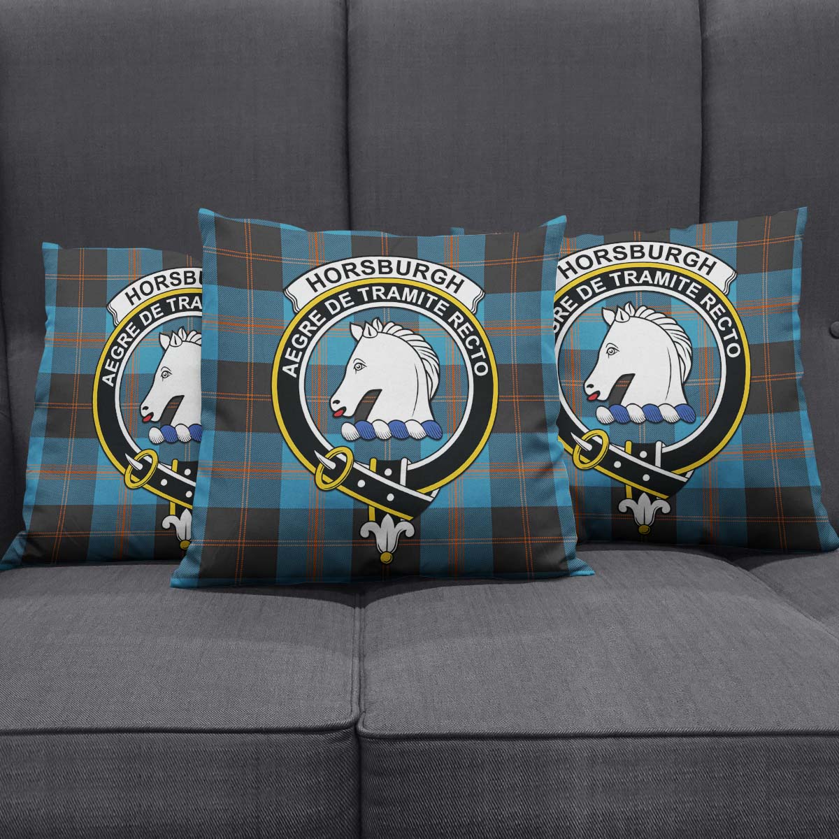 Horsburgh Tartan Pillow Cover with Family Crest Rectangle Pillow Cover 51*91cm - Tartan Vibes Clothing