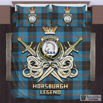Horsburgh Tartan Bedding Set with Clan Crest and the Golden Sword of Courageous Legacy