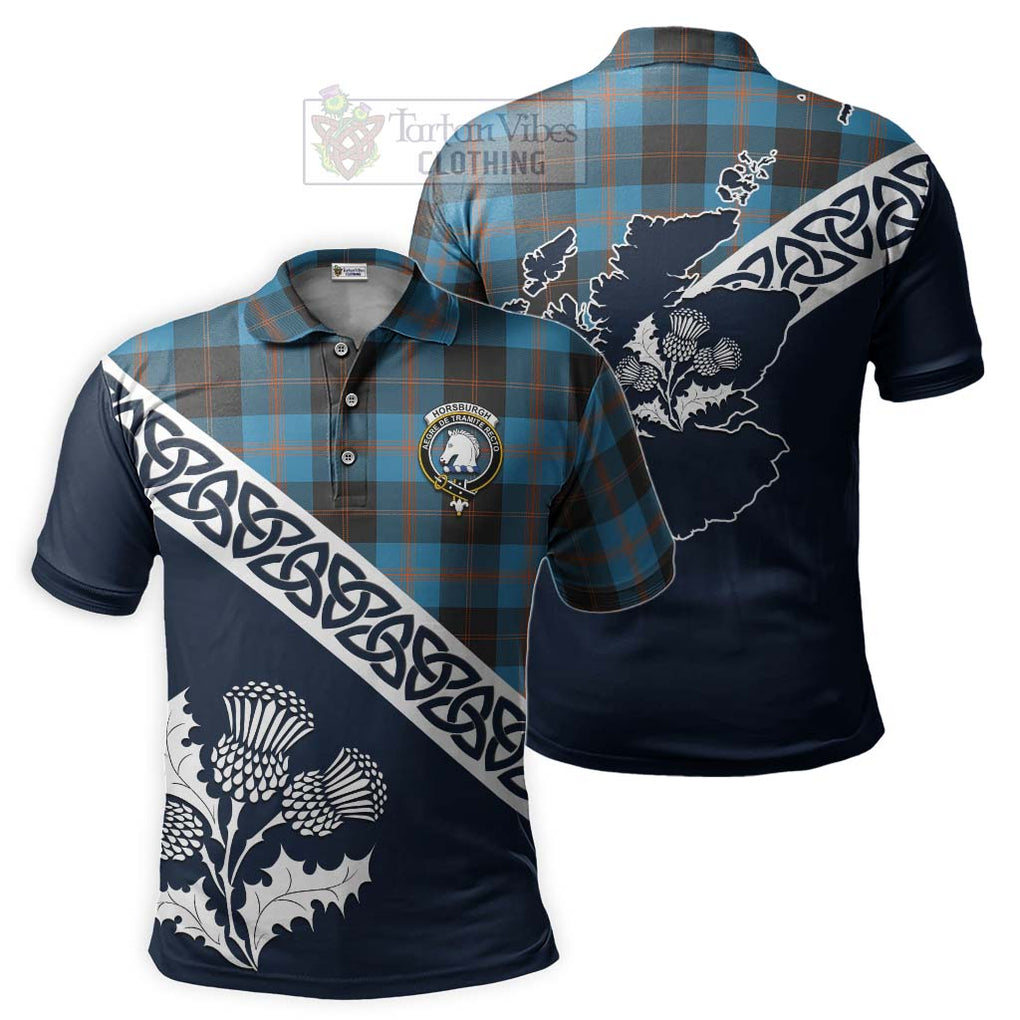Horsburgh Tartan Polo Shirt Featuring Thistle and Scotland Map Kid - Tartanvibesclothing Store