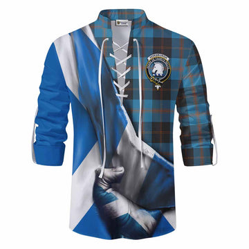 Horsburgh Tartan Ghillie Kilt Shirt with Family Crest Scotland Patriotic Style Men - Tartan Vibes Clothing