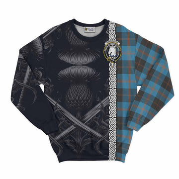 Horsburgh Tartan Sweatshirt with Family Crest Cross Sword Thistle Celtic Vibes Unisex - Tartan Vibes Clothing