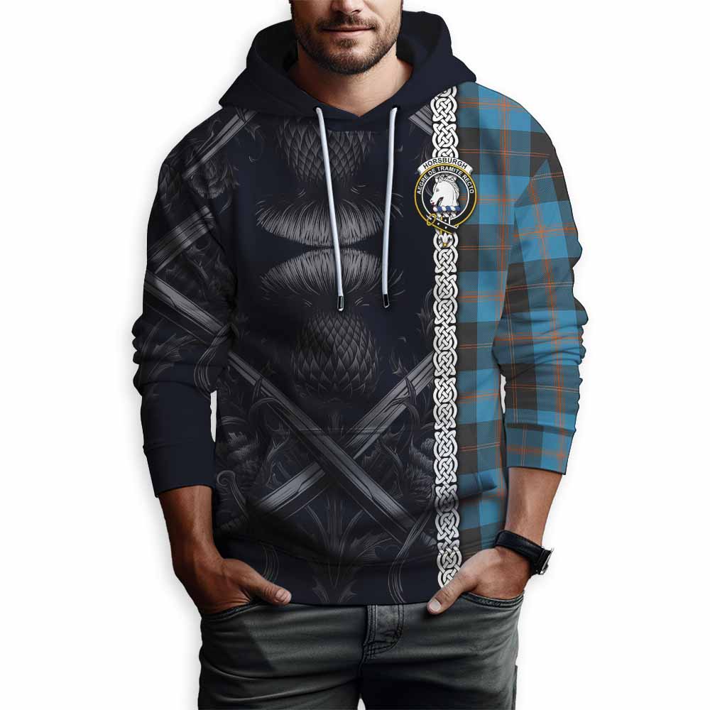Horsburgh Tartan Hoodie with Family Crest Cross Sword Thistle Celtic Vibes Pullover Hoodie - Tartan Vibes Clothing