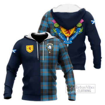 Horsburgh Tartan Knitted Hoodie Alba with Scottish Lion Royal Arm Half Style Unisex Knitted Pullover Hoodie - Tartan Vibes Clothing