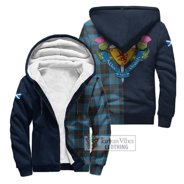 Horsburgh Tartan Sherpa Hoodie Alba with Scottish Lion Royal Arm Half Style Unisex S - Tartan Vibes Clothing