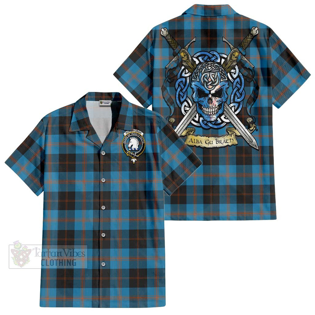 Horsburgh Tartan Hawaiian Shirt with Family Crest Celtic Skull Style Kid - Tartan Vibes Clothing
