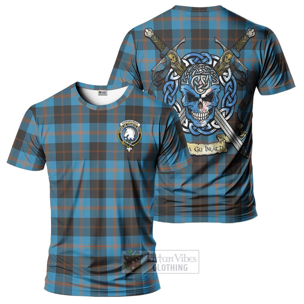 Horsburgh Tartan T-Shirt with Family Crest Celtic Skull Style Kid's Shirt - Tartan Vibes Clothing