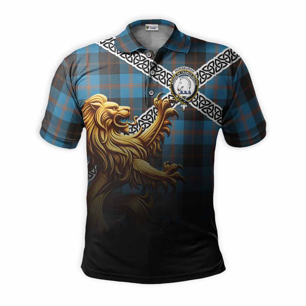 Horsburgh Crest Tartan Polo Shirt with Golden Lion Emblem Celtic Style Kid - Tartan Vibes Clothing
