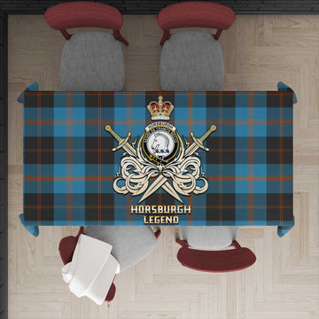 Horsburgh Tartan Tablecloth with Clan Crest and the Golden Sword of Courageous Legacy - Tartan Vibes Clothing