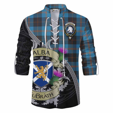 Horsburgh Tartan Family Crest Ghillie Kilt Shirt Lion Rampant Royal Thistle Shield Celtic Inspired Men - Tartan Vibes Clothing