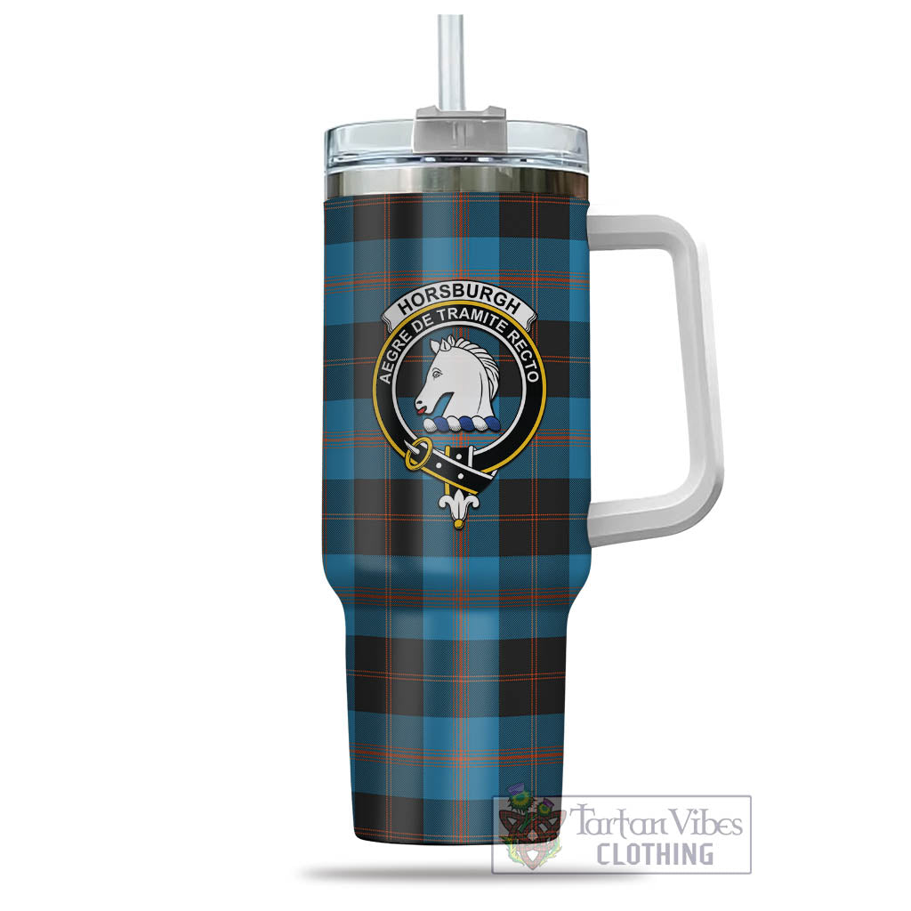 Horsburgh Tartan Tumbler with Handle with Family Crest - Tartan Vibes Clothing