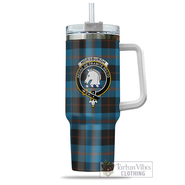 Horsburgh Tartan Tumbler with Handle with Family Crest - Tartan Vibes Clothing