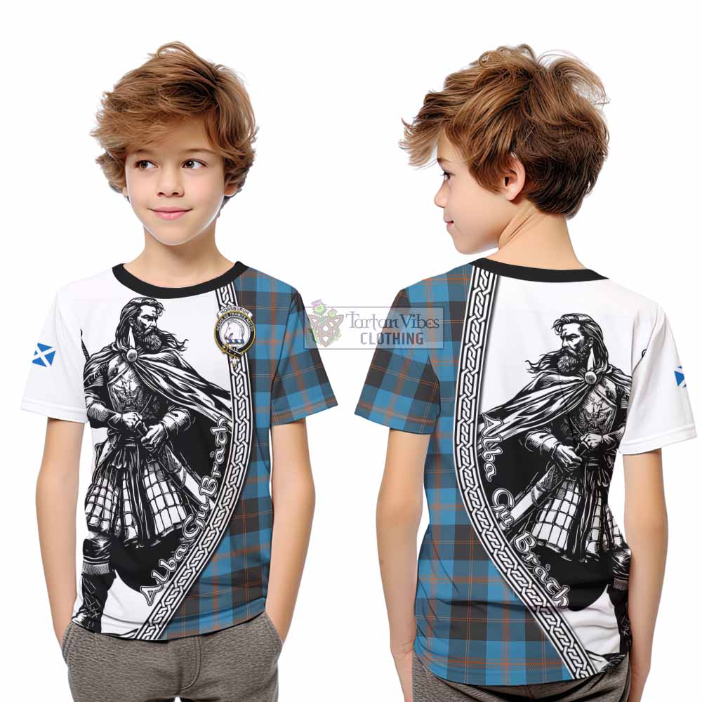 Horsburgh Tartan Clan Crest Kid T-Shirt with Highlander Warrior Celtic Style - Tartan Vibes Clothing