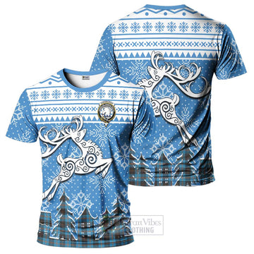Horsburgh Clan Christmas T-Shirt Celtic Reindeer Style - Tartan Vibes Clothing