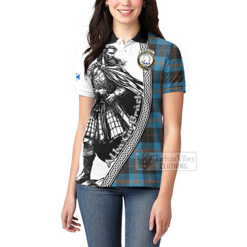 Horsburgh Tartan Clan Crest Women's Polo Shirt with Highlander Warrior Celtic Style - Tartan Vibes Clothing