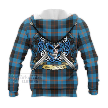 Horsburgh Tartan Knitted Hoodie with Family Crest Celtic Skull Style - Tartan Vibes Clothing