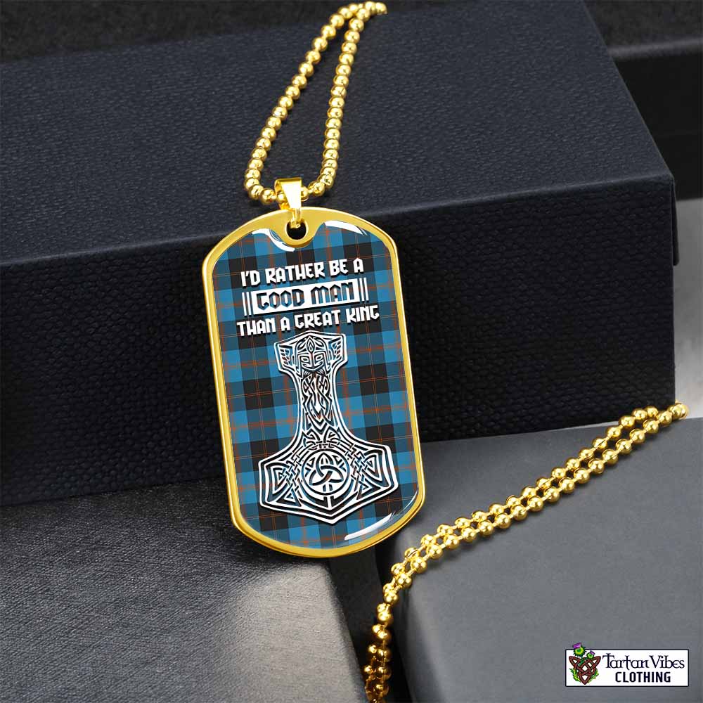 Horsburgh Tartan Dog Tag Necklace Viking Mjolnir Style Gold No - Tartan Vibes Clothing