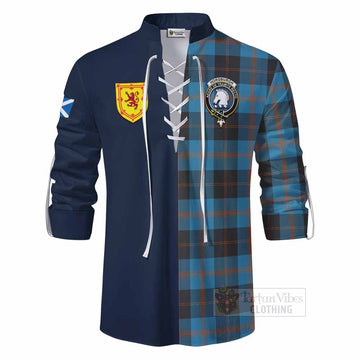 Horsburgh Tartan Ghillie Kilt Shirt Alba with Scottish Lion Royal Arm Half Style - Tartan Vibes Clothing