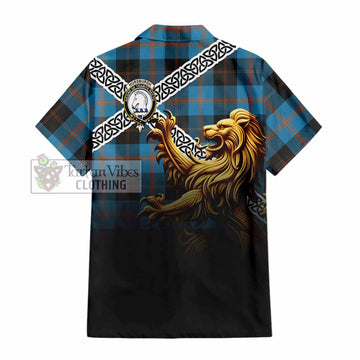 Horsburgh Crest Tartan Hawaiian Shirt with Golden Lion Emblem Celtic Style - Tartan Vibes Clothing