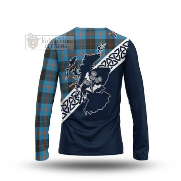 Horsburgh Tartan Long Sleeve T-Shirt Featuring Thistle and Scotland Map - Tartan Vibes Clothing