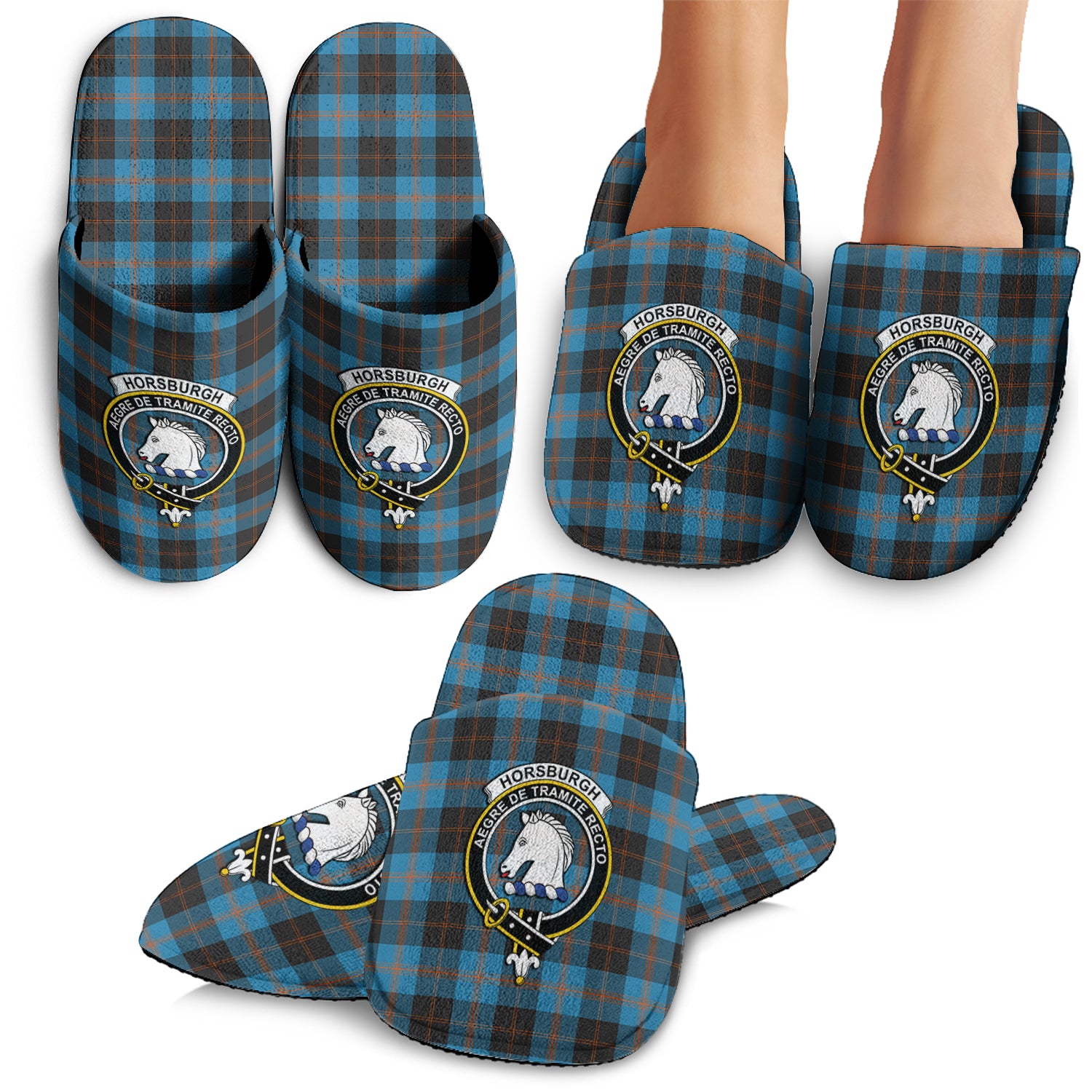 Horsburgh Tartan Home Slippers with Family Crest - Tartan Vibes Clothing