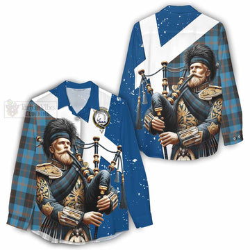Horsburgh Tartan Women's Casual Shirt with Family Crest Scottish Bagpiper Vibes - Tartan Vibes Clothing