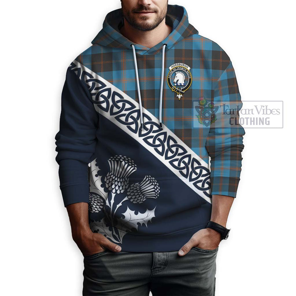 Horsburgh Tartan Hoodie Featuring Thistle and Scotland Map - Tartan Vibes Clothing