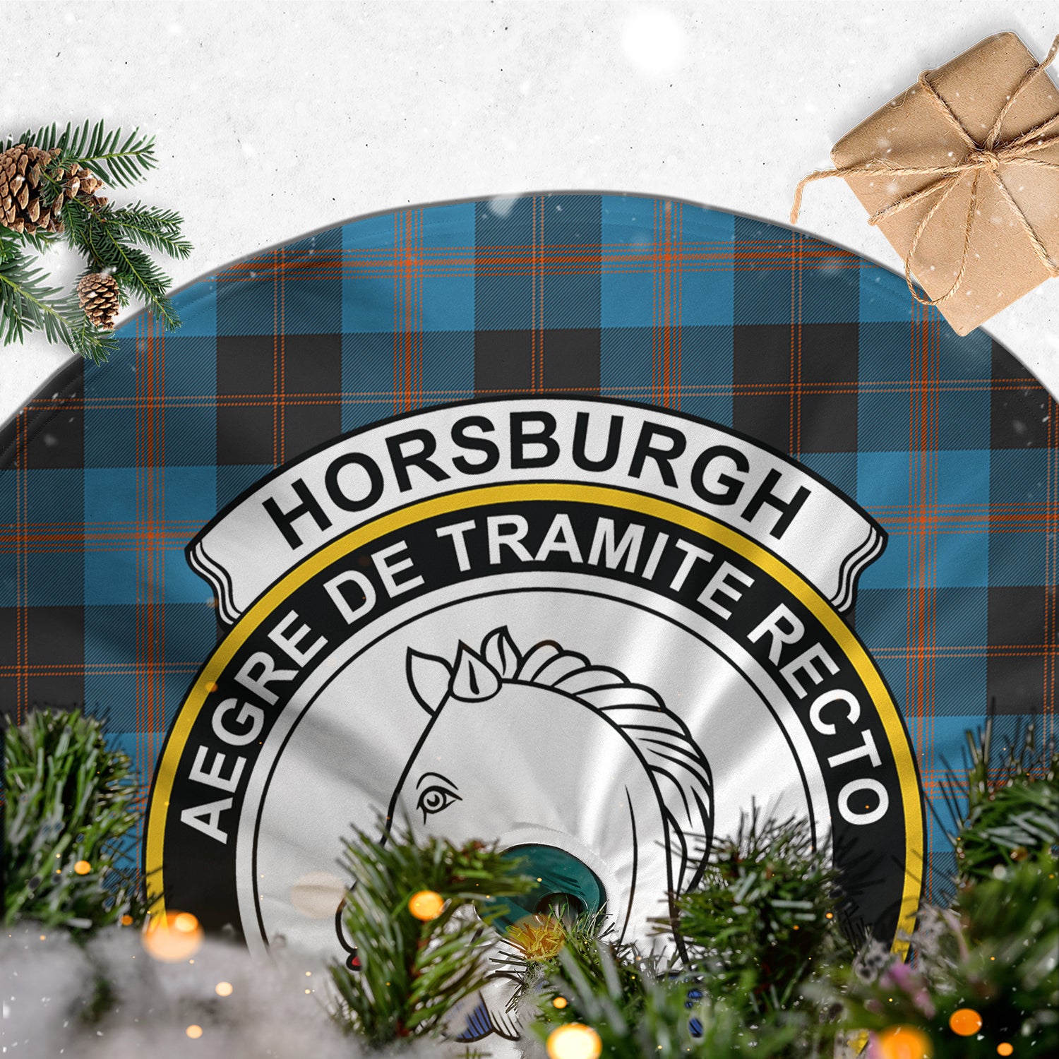 Horsburgh Tartan Christmas Tree Skirt with Family Crest - Tartan Vibes Clothing