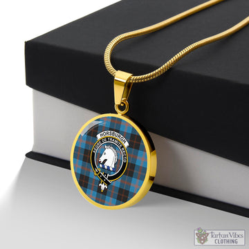 Horsburgh Tartan Circle Necklace with Family Crest Luxury Necklace (Gold) No - Tartan Vibes Clothing