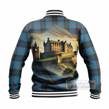 Horsburgh Tartan Family Crest Baseball Jacket with Scottish Ancient Castle Style - Tartan Vibes Clothing
