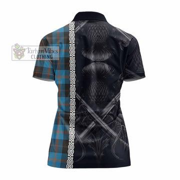 Horsburgh Tartan Women's Polo Shirt with Family Crest Cross Sword Thistle Celtic Vibes