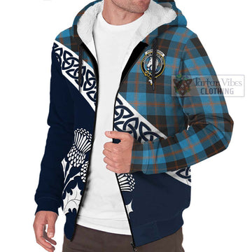 Horsburgh Tartan Sherpa Hoodie Featuring Thistle and Scotland Map - Tartan Vibes Clothing