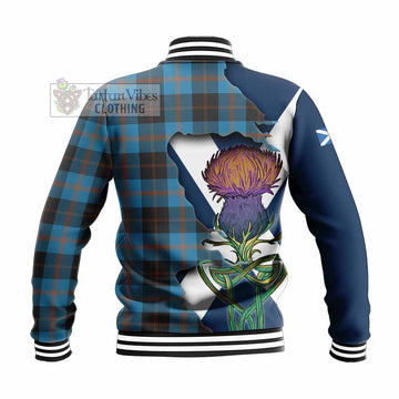 Tartan Vibes Clothing Horsburgh Tartan Family Crest Baseball Jacket Scottish Thistle Celtic Inspired