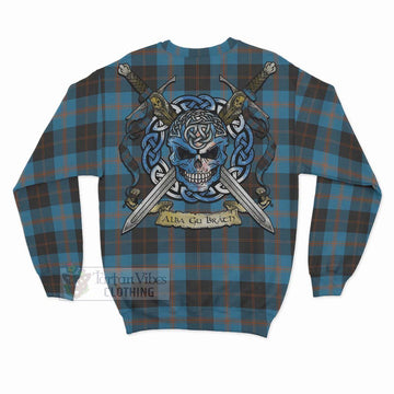 Horsburgh Tartan Sweatshirt with Family Crest Celtic Skull Style - Tartan Vibes Clothing