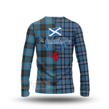 Horsburgh Tartan Long Sleeve T-Shirt Happy St. Andrew's Day Half Tartan Style - Tartan Vibes Clothing
