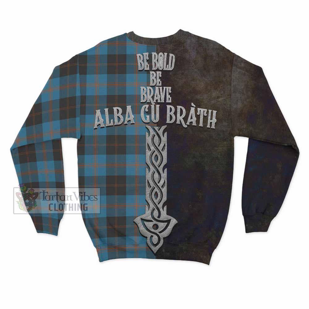 Horsburgh Tartan Family Crest Sweatshirt Alba Gu Brath Be Brave Lion Ancient Style - Tartan Vibes Clothing