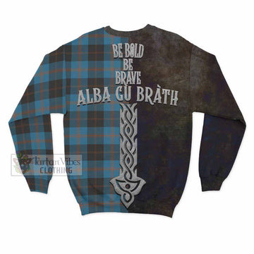 Horsburgh Tartan Family Crest Sweatshirt Alba Gu Brath Be Brave Lion Ancient Style - Tartan Vibes Clothing