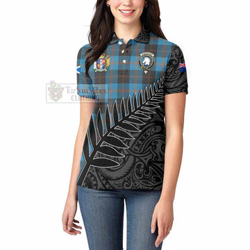 Horsburgh Crest Tartan Women's Polo Shirt with New Zealand Silver Fern Half Style - Tartan Vibes Clothing
