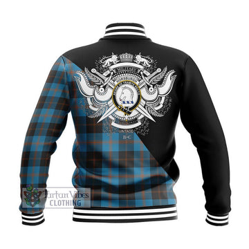Horsburgh Tartan Baseball Jacket with Family Crest and Military Logo Style - Tartan Vibes Clothing