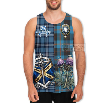 Horsburgh Tartan Men's Tank Top Happy St. Andrew's Day Half Tartan Style - Tartan Vibes Clothing