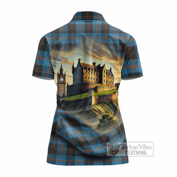 Horsburgh Tartan Family Crest Women's Polo Shirt with Scottish Ancient Castle Style - Tartan Vibes Clothing