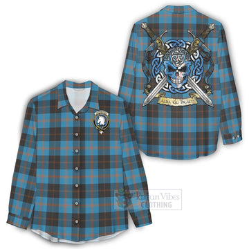 Horsburgh Tartan Women's Casual Shirt with Family Crest Celtic Skull Style - Tartan Vibes Clothing