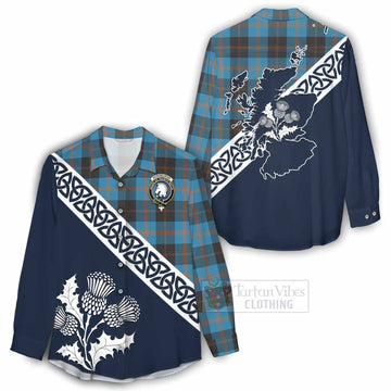 Horsburgh Tartan Women's Casual Shirt Featuring Thistle and Scotland Map - Tartan Vibes Clothing