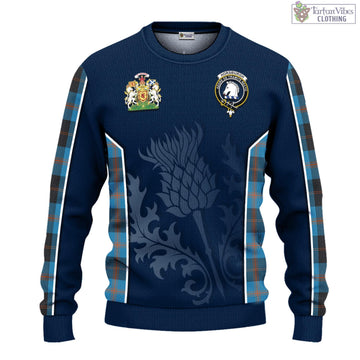 Horsburgh Tartan Knitted Sweatshirt with Family Crest and Scottish Thistle Vibes Sport Style