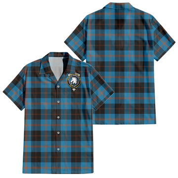 Horsburgh Tartan Short Sleeve Button Down Shirt with Family Crest