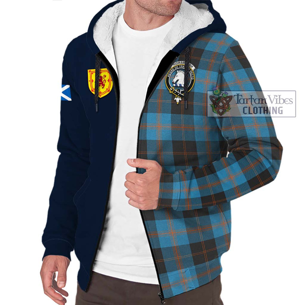 Horsburgh Tartan Sherpa Hoodie Alba with Scottish Lion Royal Arm Half Style - Tartan Vibes Clothing