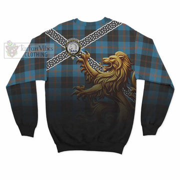 Horsburgh Crest Tartan Sweatshirt with Golden Lion Emblem Celtic Style - Tartan Vibes Clothing